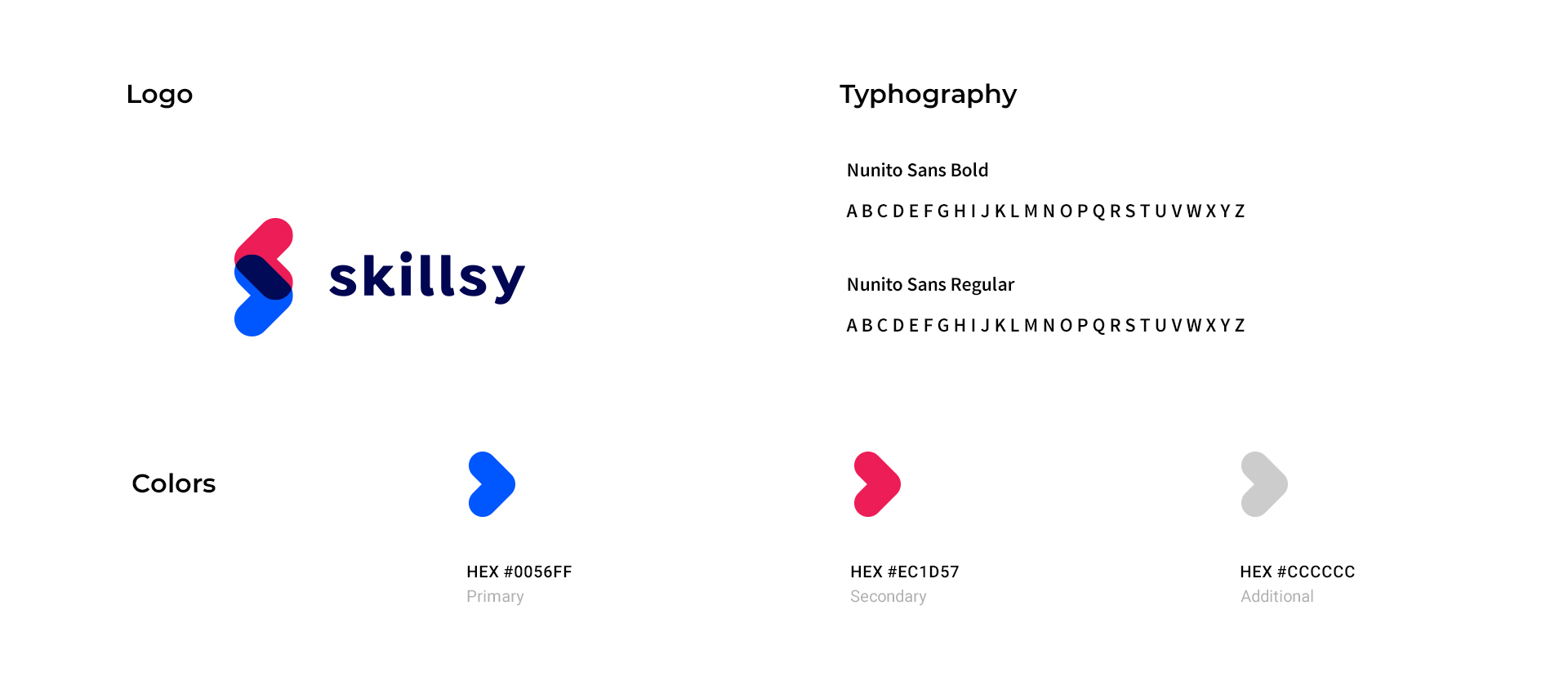 Skills logo, typography and brand colors and icons