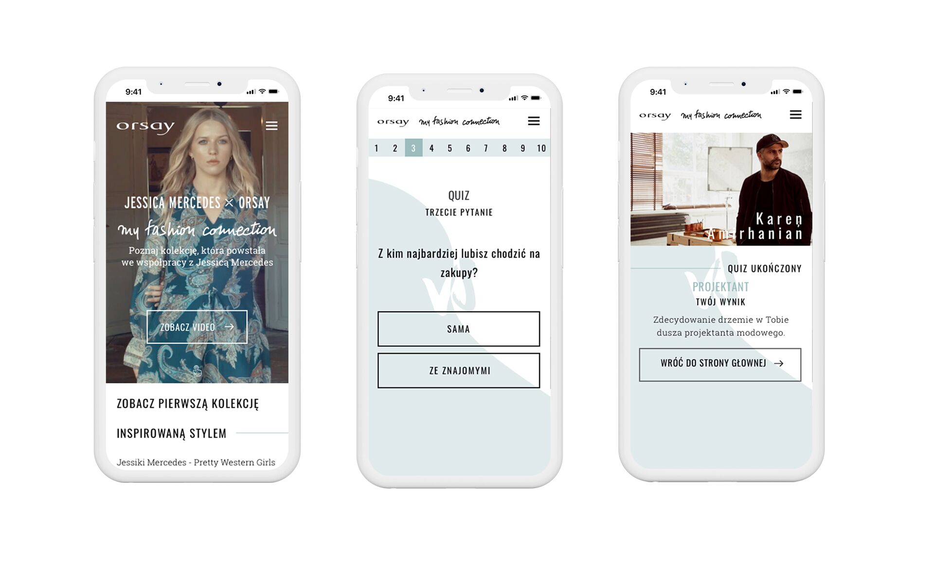 wersja mobilna aplikacji konkursowej orsay i jessici mercedes na potrzeby akcji: My Fashion Collection
